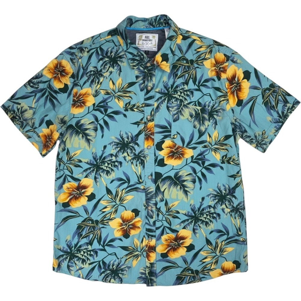 MBX Premium Goods Paradise Shirt Mens XL Blue Floral Tropical Button Up RN 75670